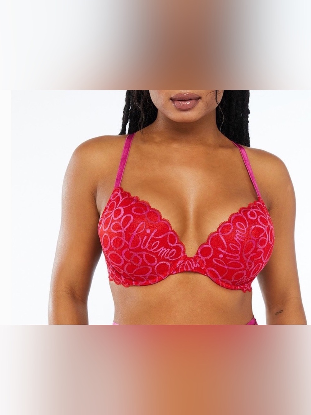 Savage X Fenty Red Lace Push-Up lace bra